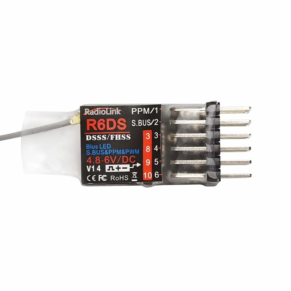 Radiolink R6DS 2.4GHz Ricevitore RC 6/10 canali SBUS/PWM/PPM per droni aereo fisso Wing