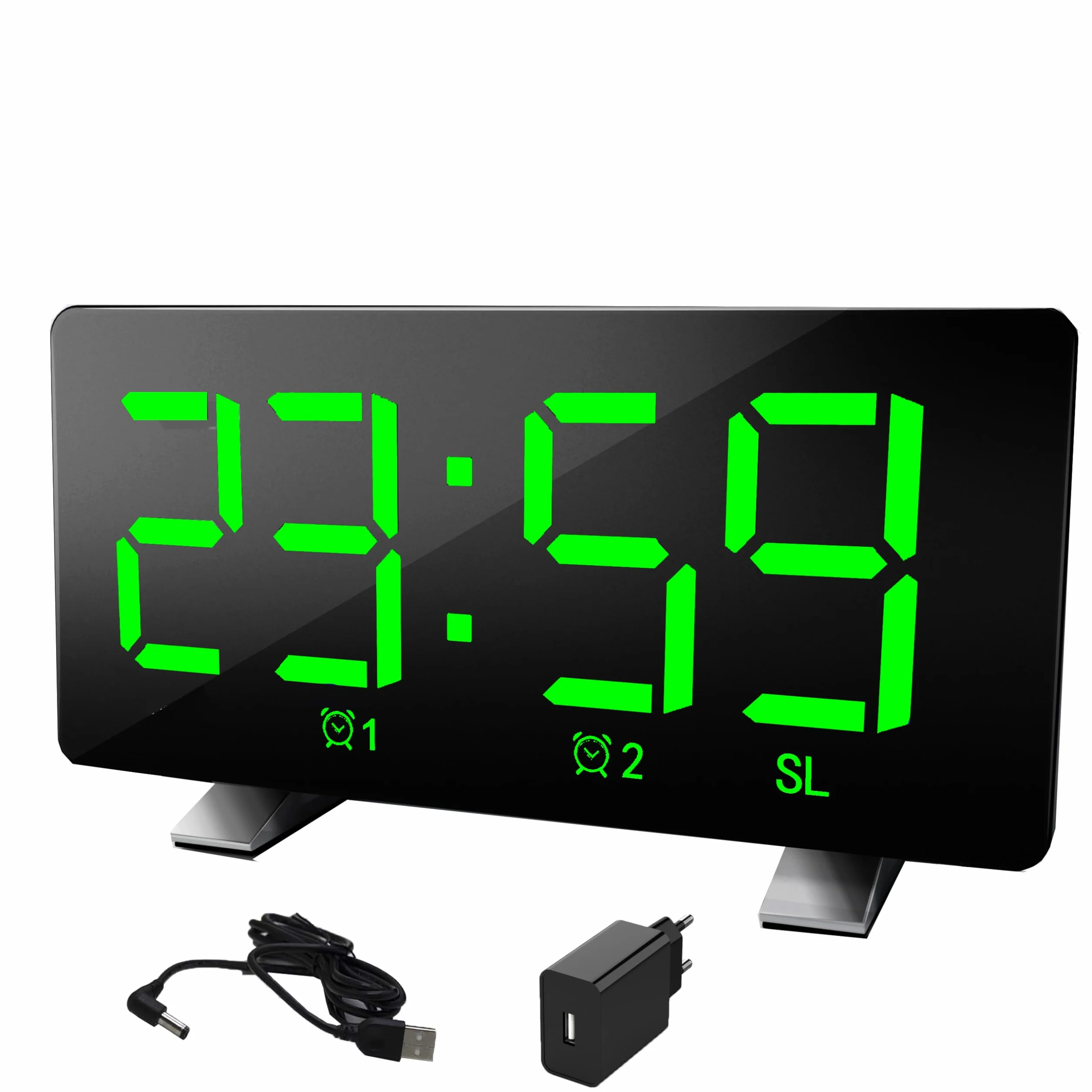 Radiosveglia Digitale Sveglia FM Display LED 3 Livelli di Luminosità Auto Dimmer Volume Regolabile
