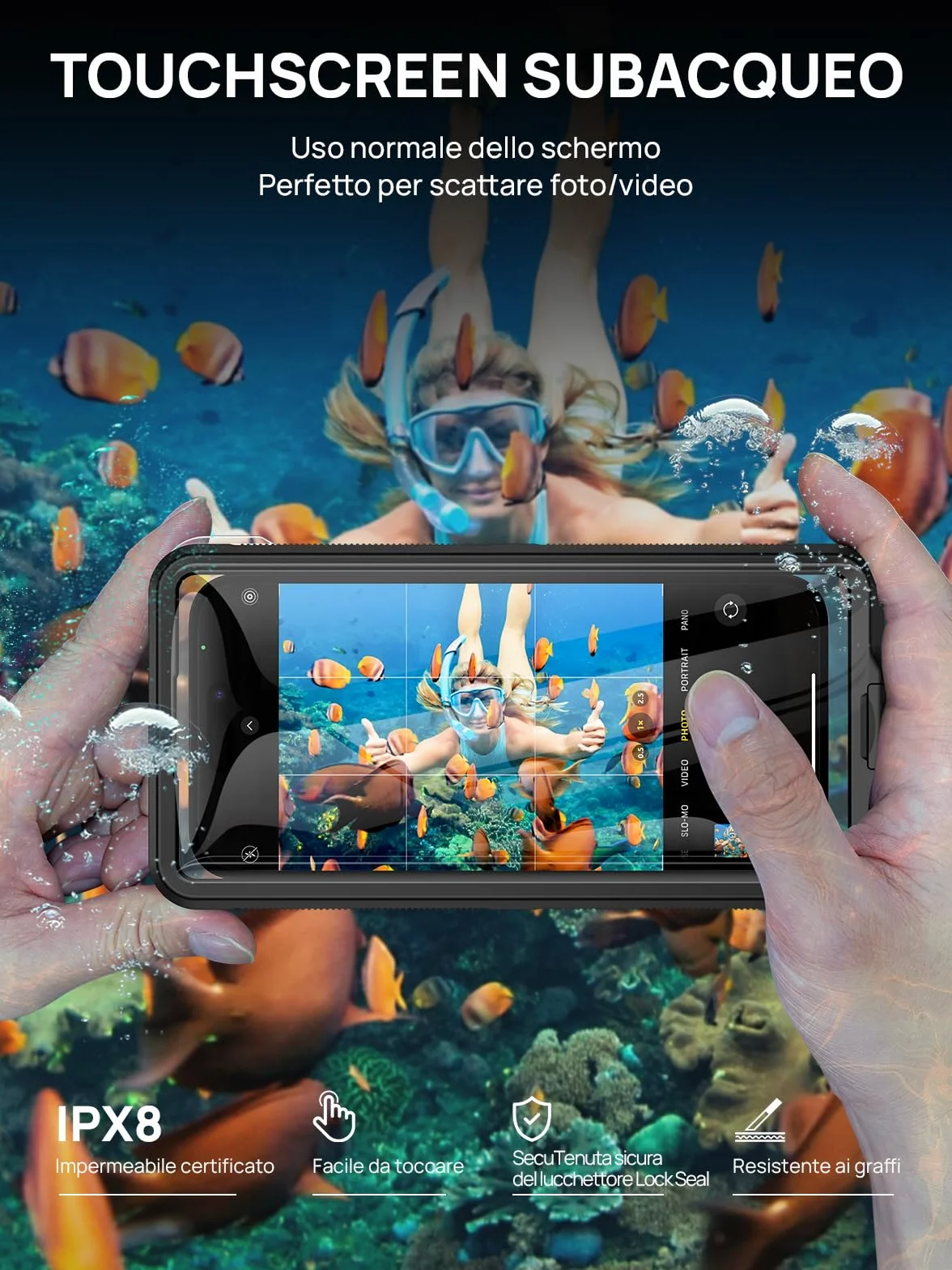 Custodia Impermeabile 15M [Universale] Smartphone IPX8 Cover Subacquea Professionale [Touchscreen Subacqueo] Asciutta Borsa per iPhone Samsung Galaxy Huawei XiaoMi Oppo Vivo Android 4.7-6.9''