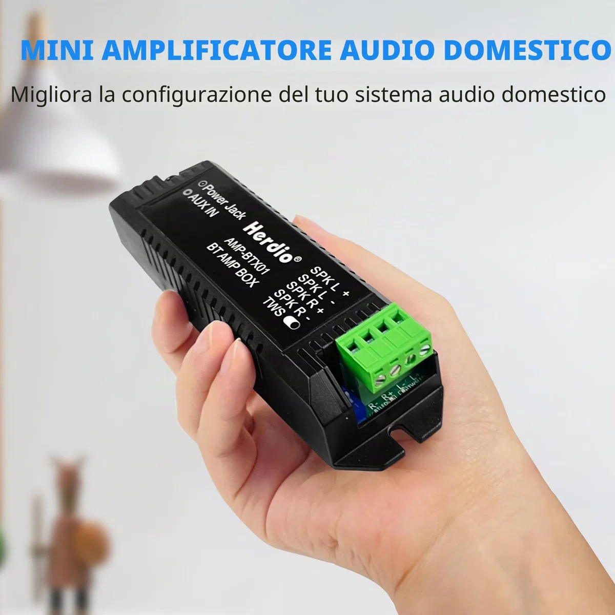 Herdio Bluetooth Home Audio Amplificatore 2 Canali Ricevitore Sistema per Altoparlanti Passivi con AUX TWS Adatto per Soffitto Marine Home Theater Garage Esterno Indoor