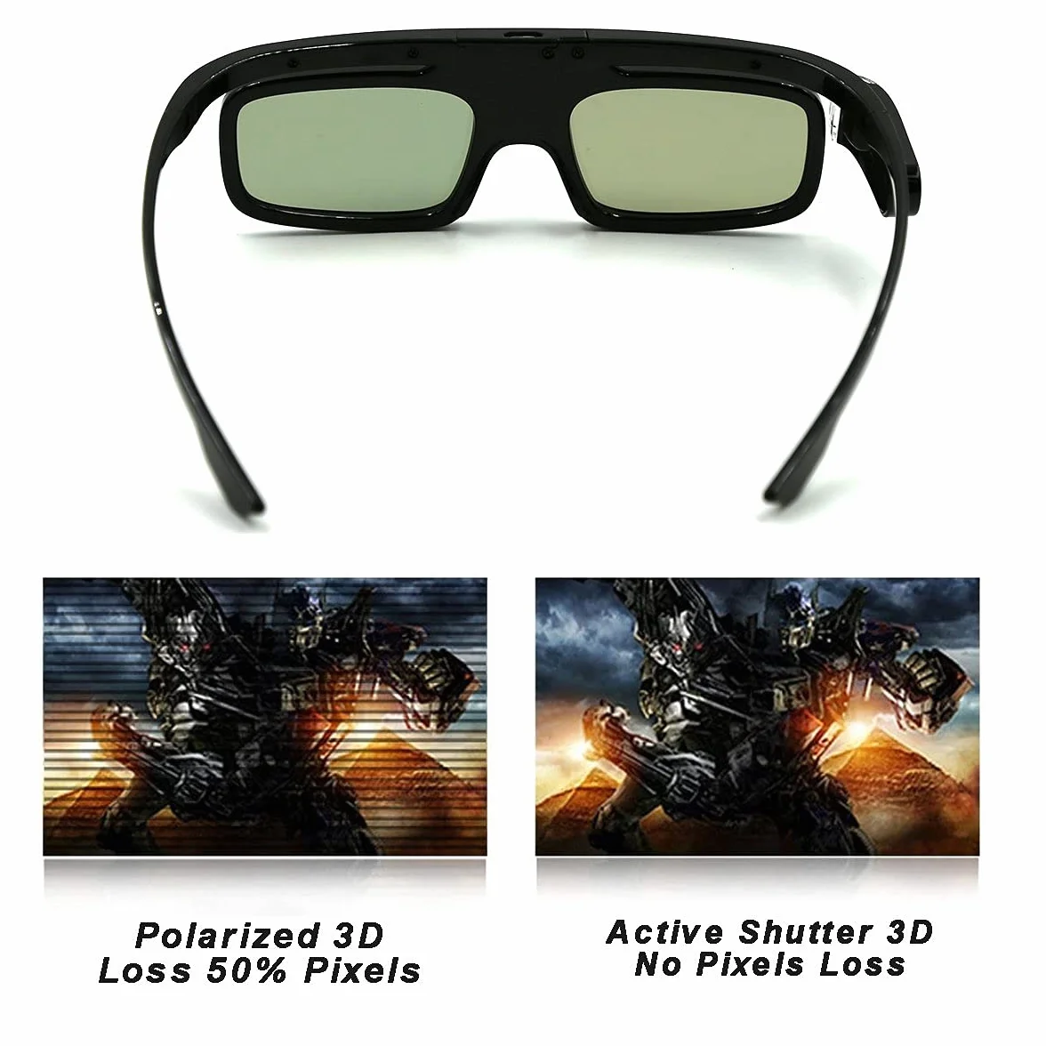 3D Occhiali, Cocar Otturatore Attivi Ricaricabile 3D Occhiali per Proiettori 3D DLP-Link Acer BenQ Optoma Viewsonic Philips LG Infocus NEC Jmgo Vivitek Cocar Toumei - 1 Pezzi