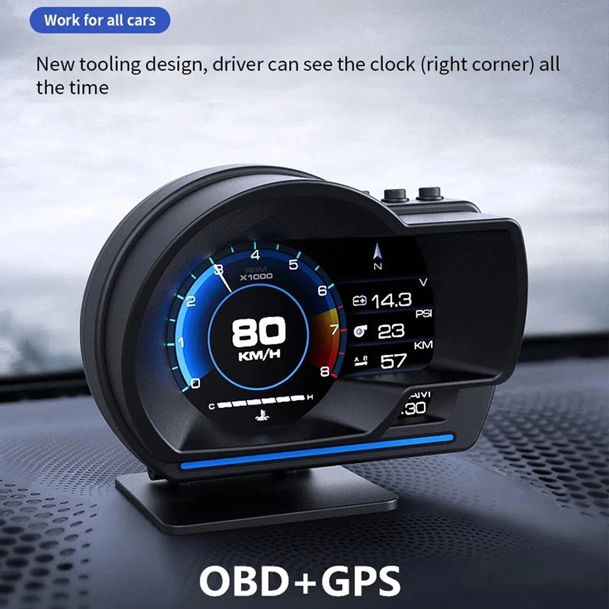 Display Head Up per Auto, OBD2 da 3 Pollici e Display della Velocità dello Schermo HUD per Auto in Modalità GPS con Potenti Funzionalità per Camion per Auto