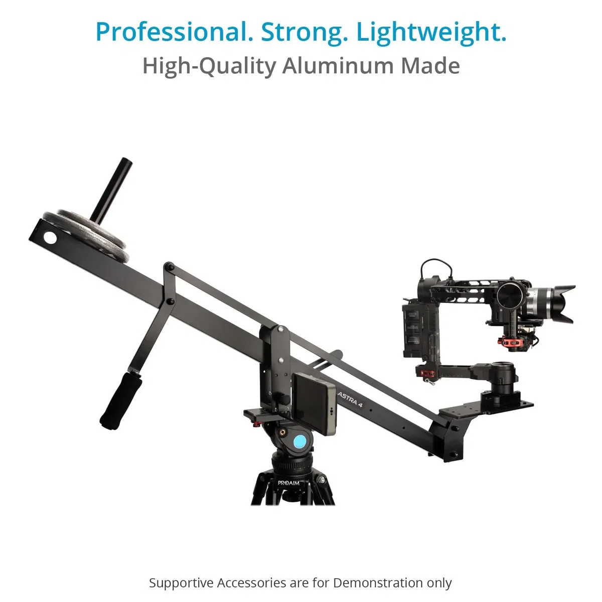 PROAIM 4' Astra videocamera compatta gru/jib con stand. Carico utile-8kg/17.6lb. Include supporto LCD e palo contrappeso (JB-AS04-TS)