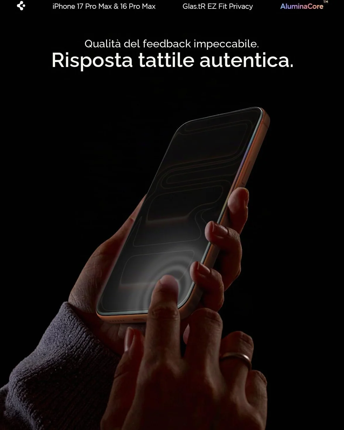 Spigen Glas.tR EZ Fit Vetro Temperato compatibile con iPhone 17 Pro Max, iPhone 16 Pro Max, 2 Pezzi, Anti-Spia, Protezione della Privacy, Durezza 9H Pellicola prottetiva