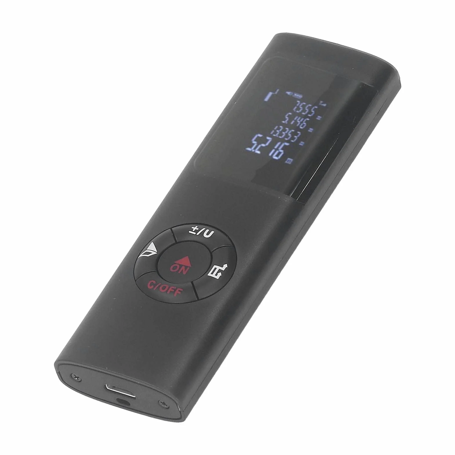 Misuratore di Distanza Portatile, Mini Telemetro 60M, IP54 Impermeabile, Batteria al Litio 3,7V, con Cavo Dati e Cordino