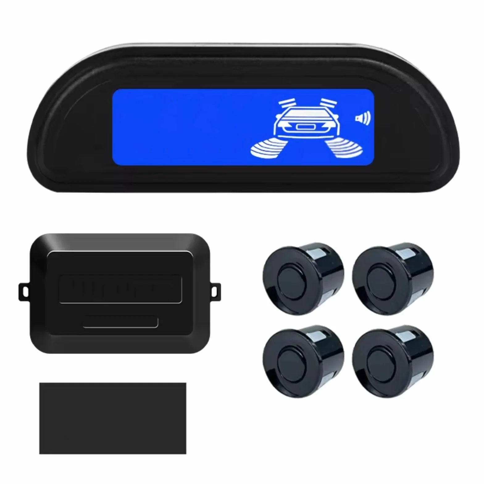 Sensore Parcheggio Kit 22mm 4 Sensori con Monitor LED Retromarcia Parktronic Automatico Rilevatore Radar Display Retroilluminato Nero