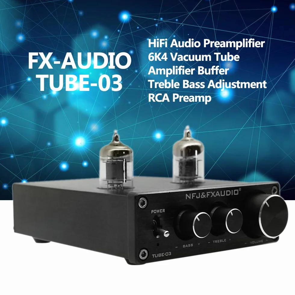 FX-Audio TUBE-03 6K4 Mini HiFi Preamplificatore Valvolare Buffer RCA