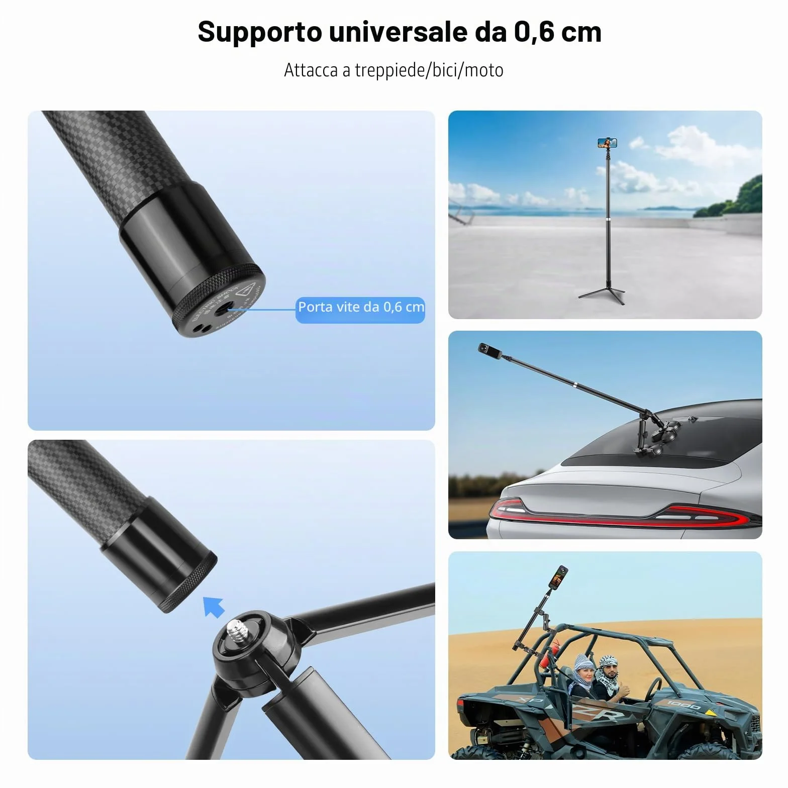 BRDRC Bastone selfie invisibile ultra lungo in fibra di carbonio per Insta 360 ONE X5 X4 X3 X2 RS Accessori (con adattatore Go Pro, cinturino, sacchetto di stoccaggio) 3 m