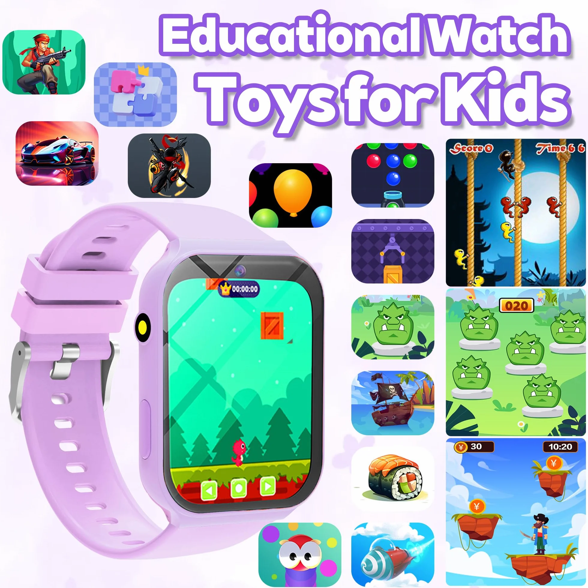 Smartwatch Bambini, 1.83" Orologio Smartwatch Bambini Fitness Tracker con 18 Giochi Fotocamera Contapassi Sveglia Monitor del Sonno Impermeabile Regali di Natale e Compleanno per Ragazza Ragazzo