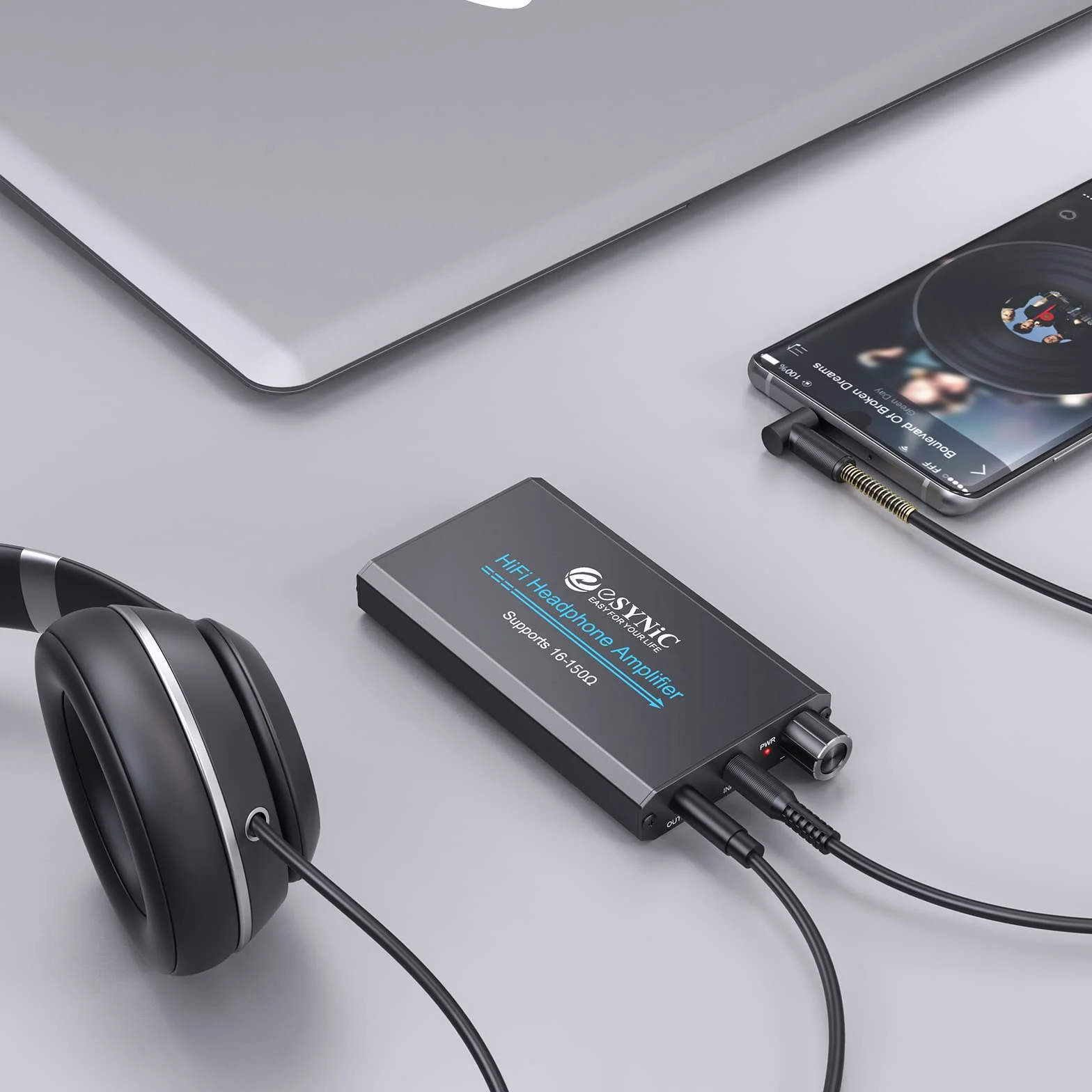 ESYNiC HiFi Amplificatore per Cuffie Portatile per Auricolari in Lega per MP3 Lettori Smartphone Laptop con USB Cavo 1.2M