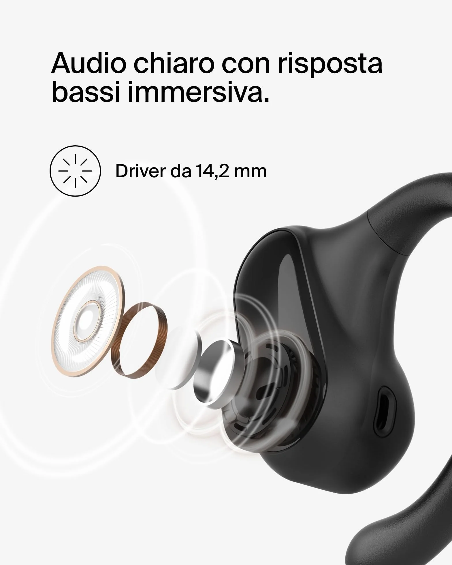 Belkin SoundForm ClearFit Auricolari Wireless Open-Ear Sportivi e Leggeri, Auricolari Bluetooth Resistenti all'Acqua (IPX5), Cuffie Wireless per Escursionismo, Ciclismo, Corsa e Altro, Nero