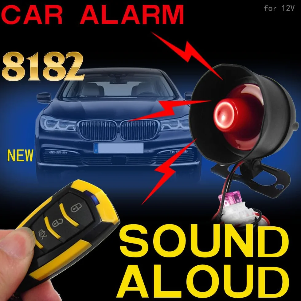 Shkalacar Allarme Universale per Auto 12 Volt Sistema di Allarme Veicoli Sensibilità 7 Livelli 2 Telecomandi