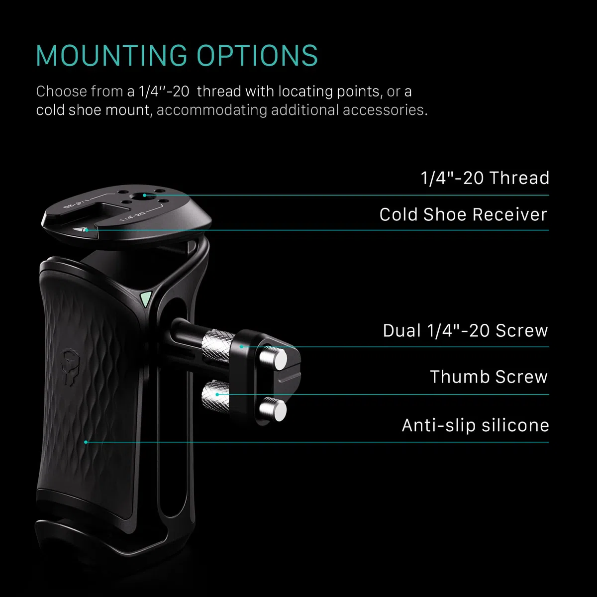 Tilta Xeno TA-XSH4-B - Maniglia laterale con doppie viti da 1/4"-20, impugnatura laterale ergonomica per fotocamere DSLR/Mirorrless e monitor Rigs - Nero
