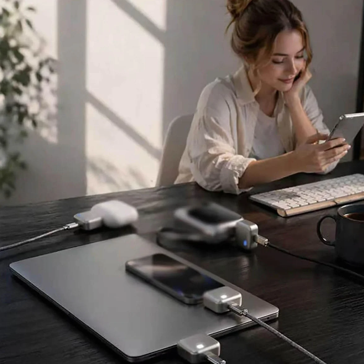 Caricabatterie intelligente Stop Charge, 140W, Spegnimento Automatico, Protezione Sovraccarico e Surriscaldamento, AI Full-Charge Disconnect, per Smartphone, Tablet e Dispositivi USB (2pcs)