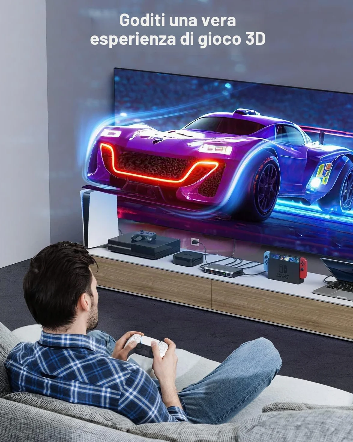 Interruttore HDMI 5 in 1 uscita 4K a 60Hz, separatore HDMI GANA con selettore remoto, compatibile con PS5/4, Xbox, Nintendo Switch, Roku, TV, Fire Stick