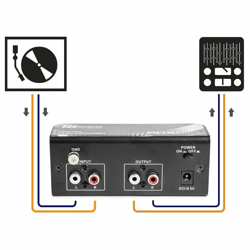 Power Dynamics PDX010 Phono Preamplificatore Stereo Phono-Line