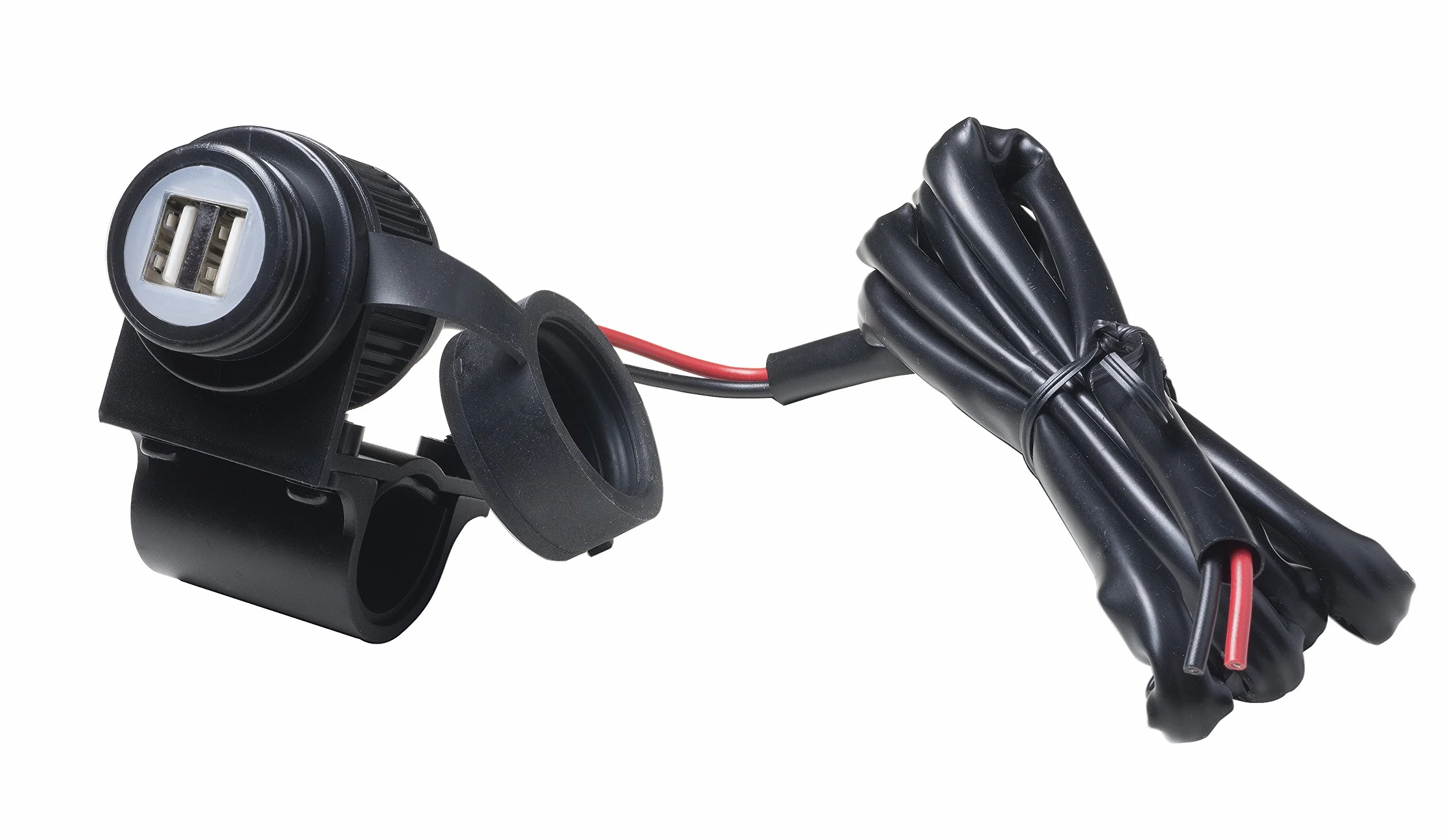 INTERPHONE ACCMOTO2USB - Kit Alimentato dalla Batteria da Manubrio Tubolare per Moto con Doppia Presa USB - 5V 2A - Cavo 150cm
