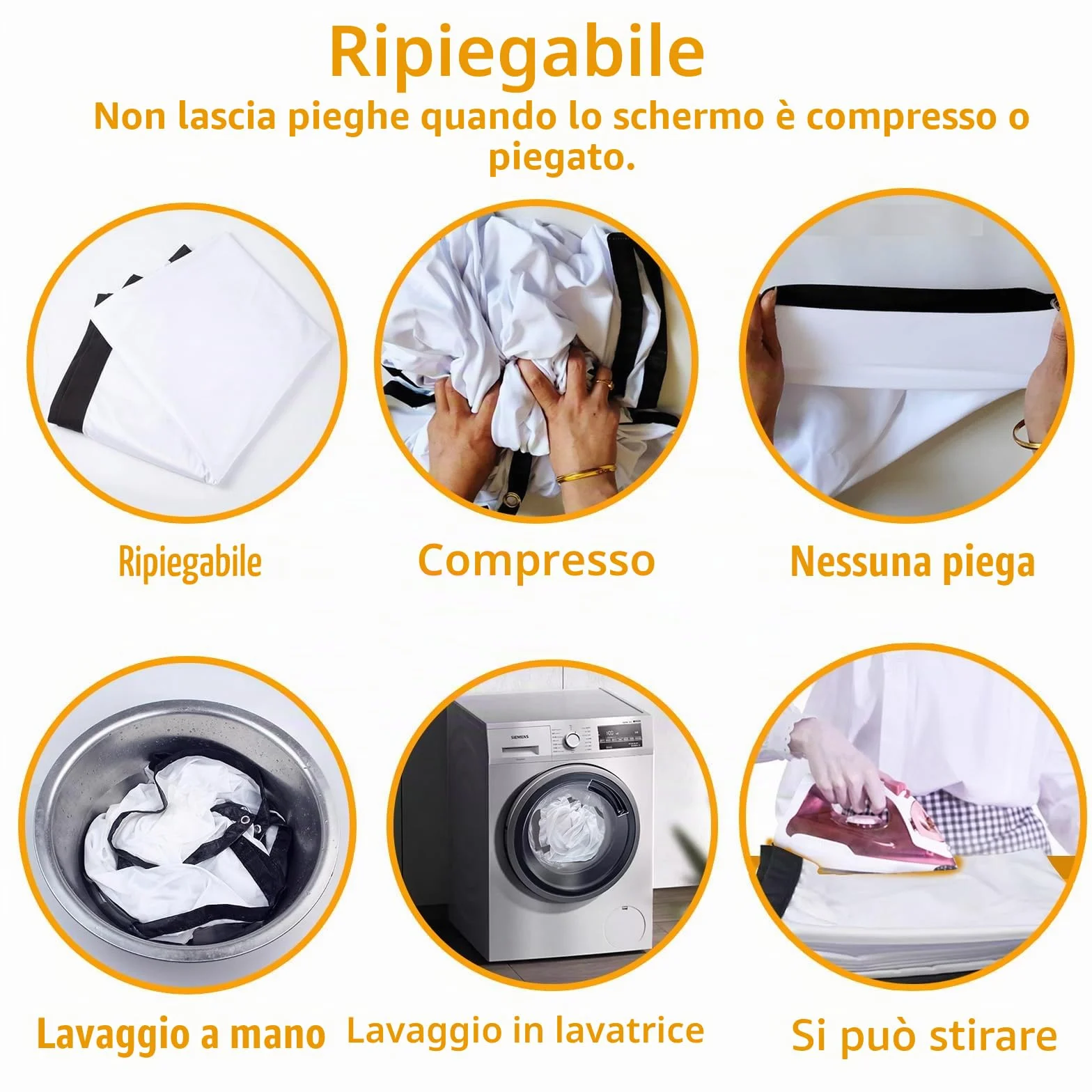 Schermo Proiettore 100 Pollici, Schermo Cinematografico Portatile 16:9 HD 4K Schermo Lavabile Pieghevole per casa, ufficio, classe