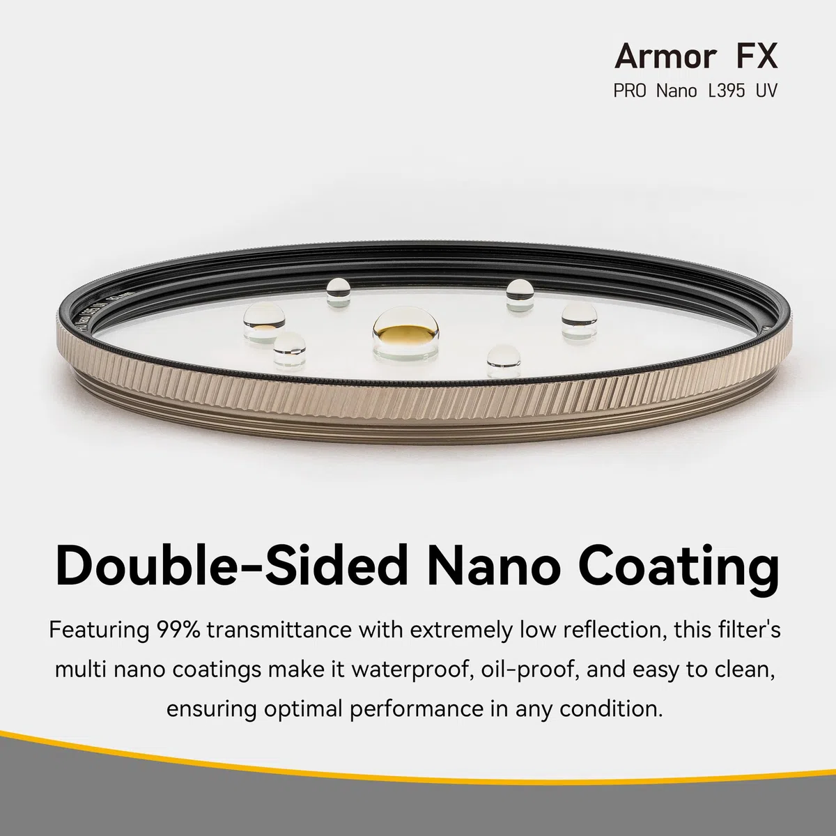 NiSi Armor FX PRO Nano L395 UV - Resistente agli urti, blocco ultravioletto, filtro di protezione dell'obiettivo, vetro ottico ad alta definizione, cornice in ottone sottile, bassa riflessione,