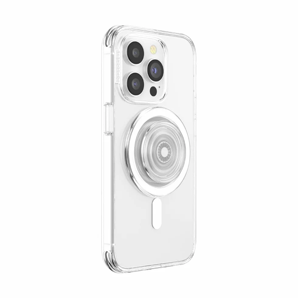 PopSockets: PopGrip Round per Magsafe - Anello Adattatore per MagSafe Incluso - Supporto e Impugnatura per Telefoni Cellulari e Custodia con un Top Intercambiabile - Clear