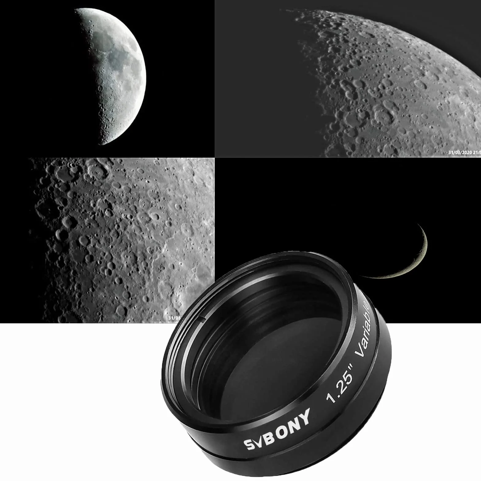 Svbony SV128 Oculare Filtro Variabile Polarizzatore Oculare Filtro per Osservare Luna e Pianeti (1,25pollici)