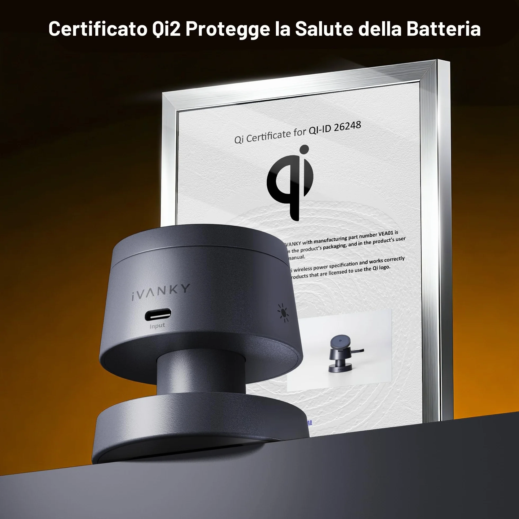 iVANKY 4 in 1 Caricabatterie wireless per iPhone 17e Stazione di ricarica con luce notturna, Qi2 15W 3 in 1 MagSafe caricabatterie per iPhone 17/16/15/14/13/12/11/Pro/Max, Apple iWatch, Airpods