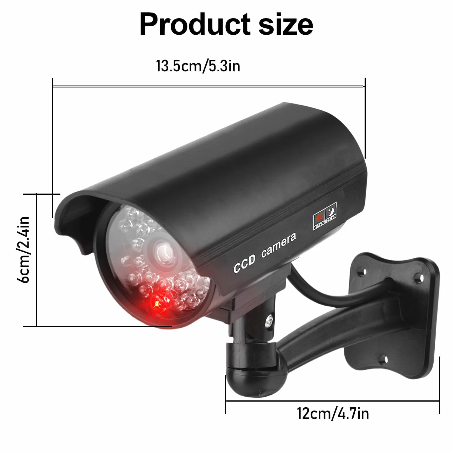 GOMETY 4 fotocamere Atrappe esterne, finte fotocamera con LED rosso lampeggiante, telecamera di sorveglianza, per esterni, CCTV, manichino, telecamera di sicurezza per interni ed esterni (nero) (4)