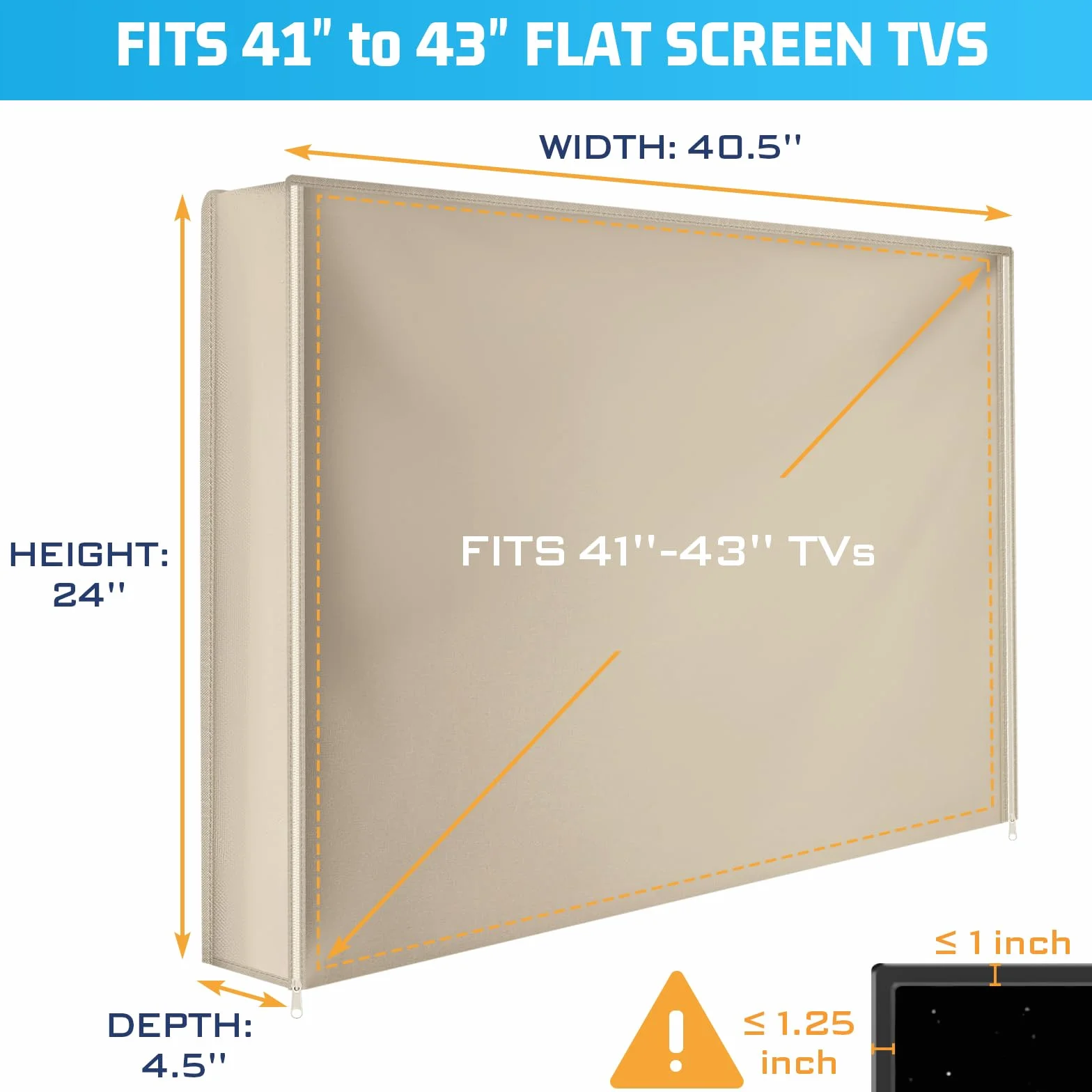 Copertura per TV da esterno 41-43 pollici impermeabile Oxford 600D con cerniere