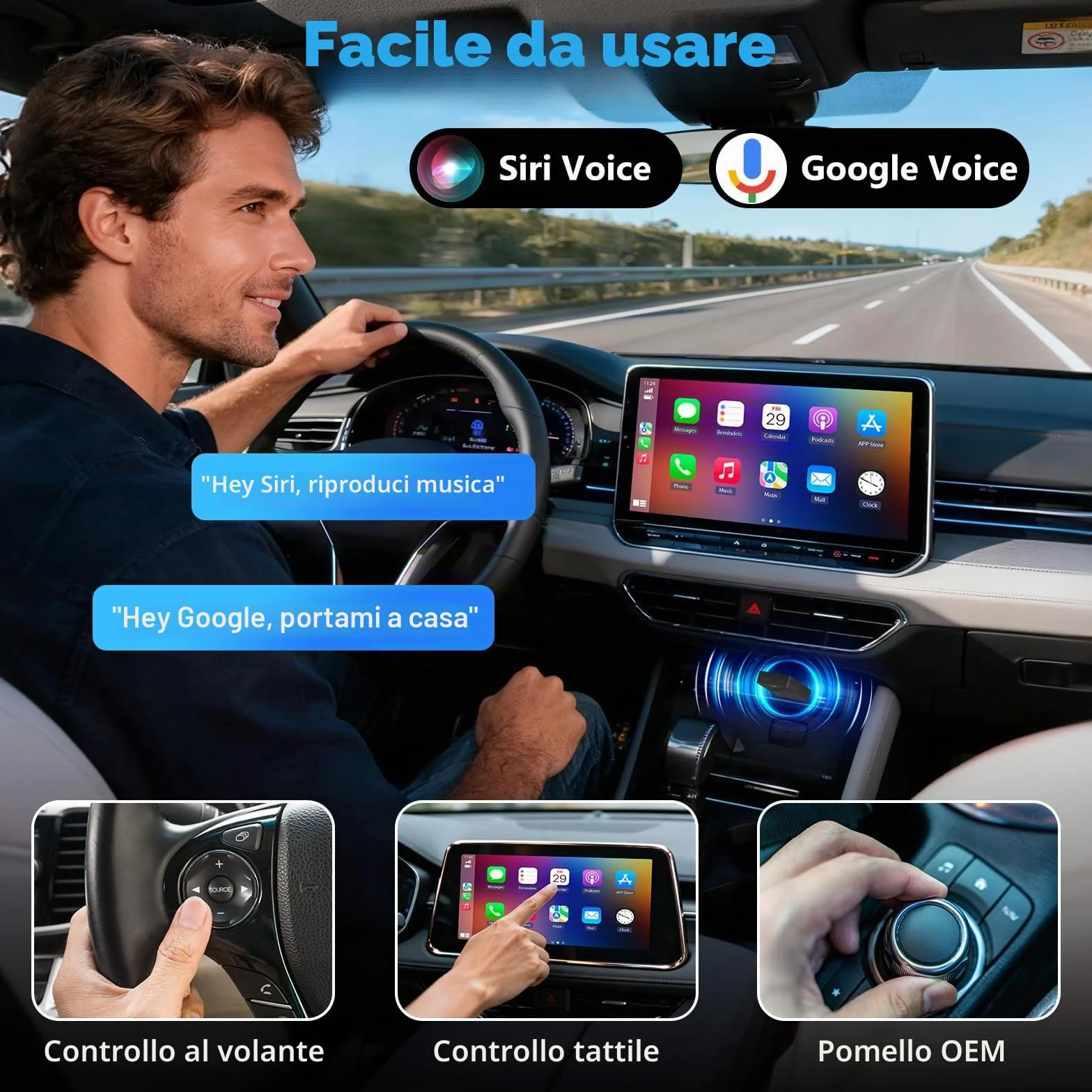 Adattatore Carplay Wireless & Android Auto Wireless 2 IN 1, Converte Android Auto/Carplay da cablato in Wire-less,Typ-C/USB Plug & Play Mini, Compatibile con iOS 10+ Android 11+