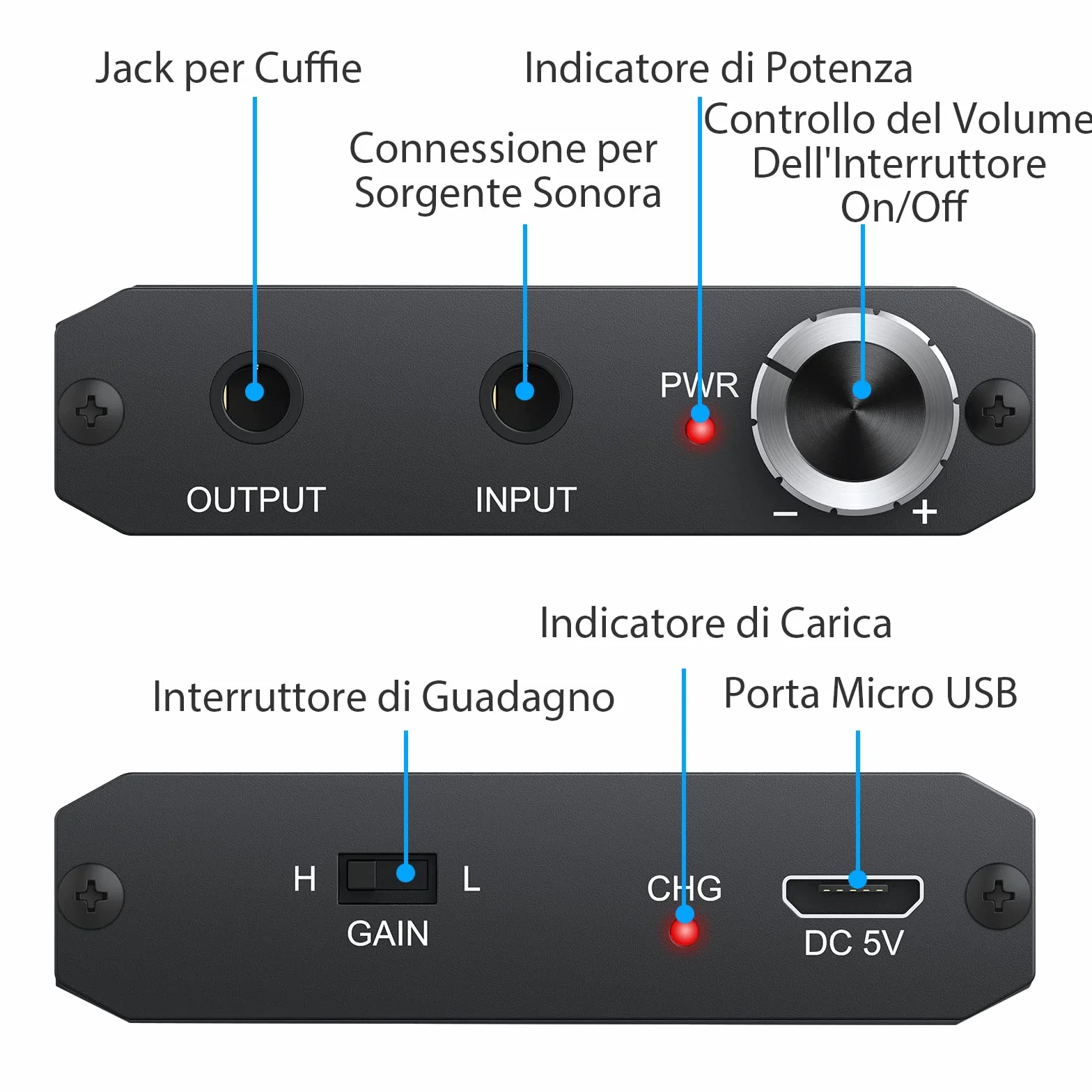 ESYNiC HiFi Amplificatore per Cuffie Portatile per Auricolari in Lega per MP3 Lettori Smartphone Laptop con USB Cavo 1.2M