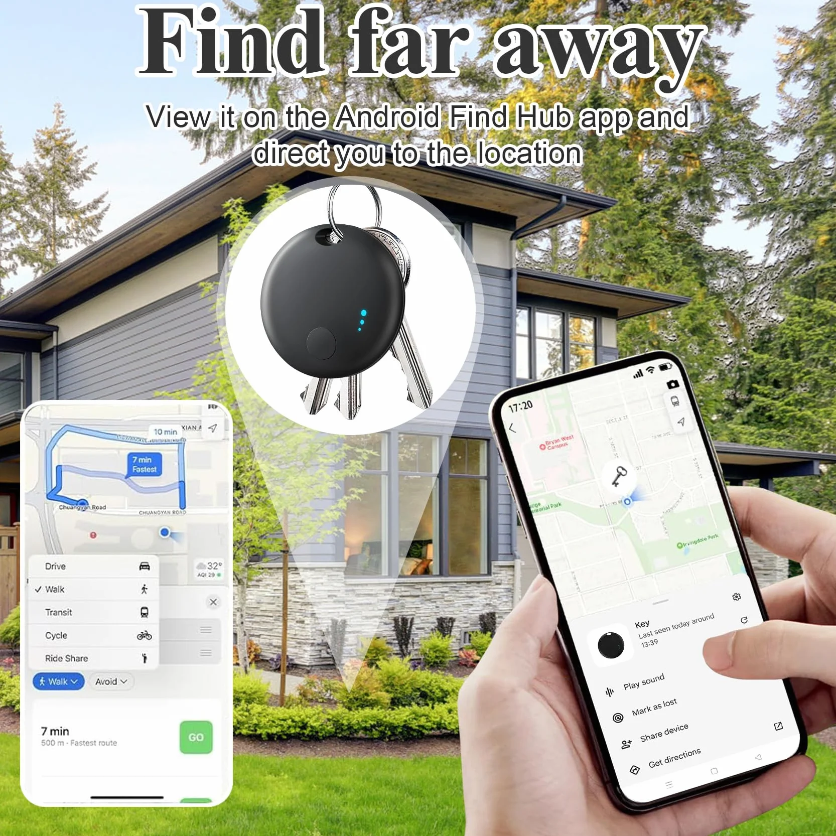 Air Tracker Android, 2 PCS Smart Tracker Localizzatore Chiavi Compatibile con Trova Dispositivo(Solo Android), Bluetooth Tracker Tag Compatibile per Portafogli,Chiavi,Zaini (Nero)