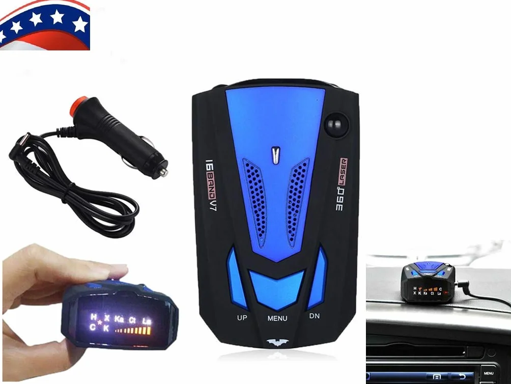 V7 Rilevatore radar, TOTMOX Car 16 bande V7 360 gradi GPS Speed Safe Anti Radar Laser Detector Digital Display Voice Alert Detector