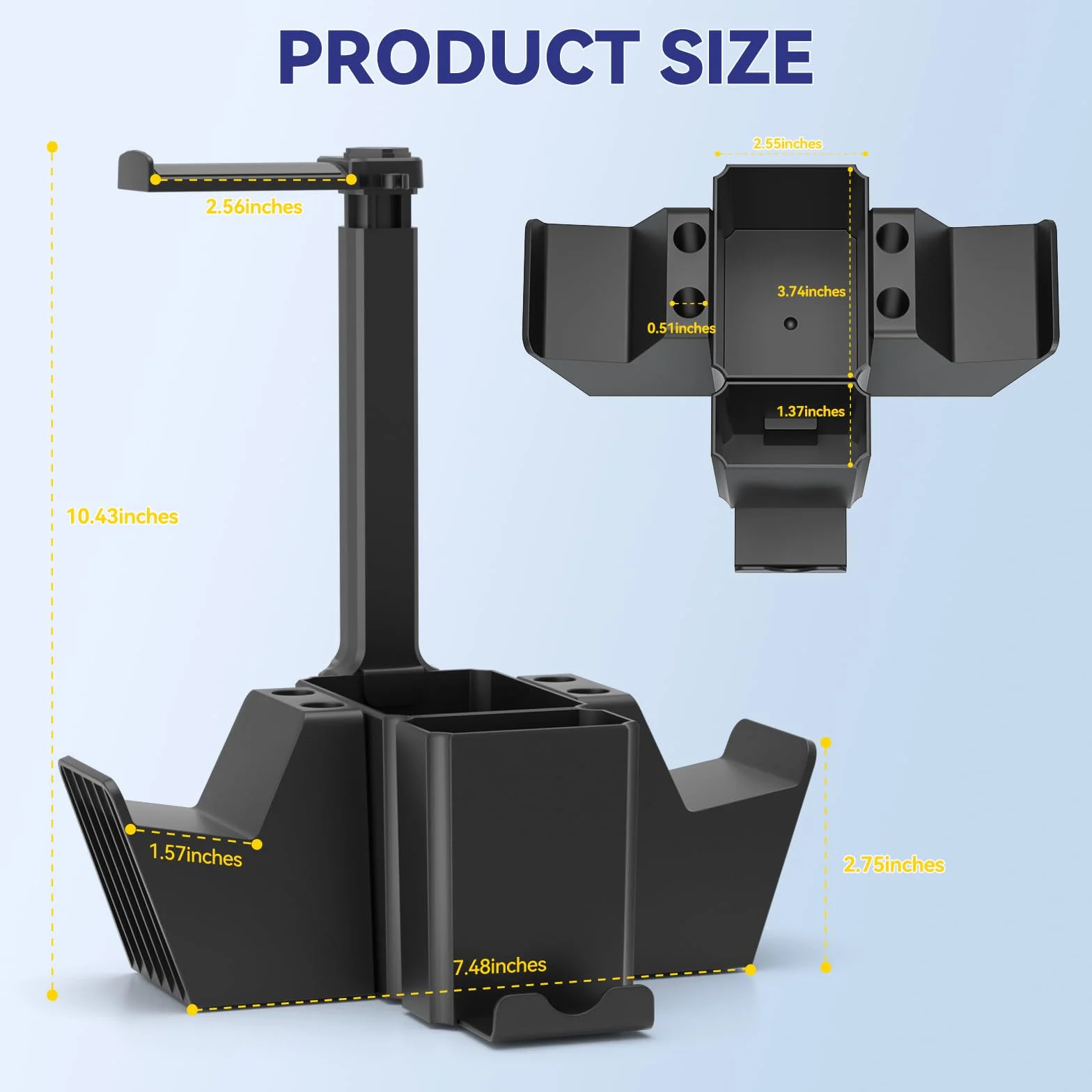 KDD Supporto per Controller Doppio, Porta Cuffie da Scrivania Universale con Supporto Telefono, Porta Controller Multifunzionale, Organizer Da Scrivania per Penna Telecomando Xbox ONE PS4 PS5 PC Nero