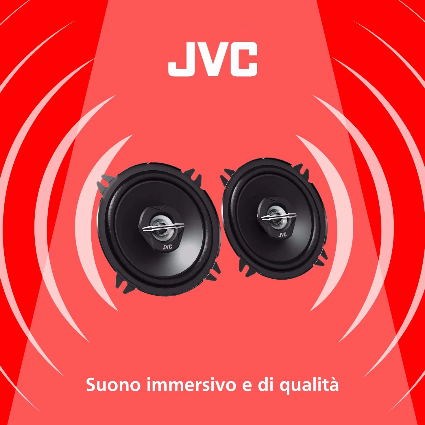 JVC CS-J520X Diffusori stereo per auto, a 2 vie, 250W/30W RMS, 40 - 22.000 Hz, Surround ibrido, Nero, 13 cm