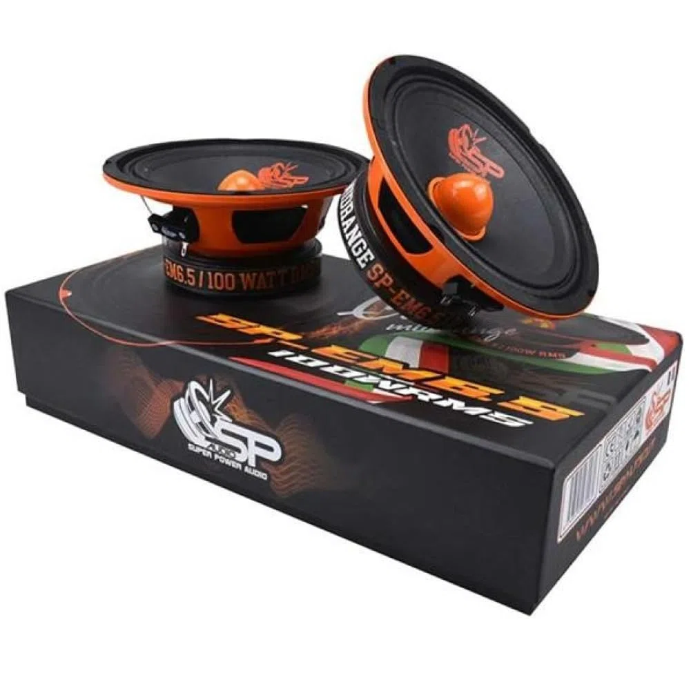 SP Audio 2 SP-EM6.5 diffusori midrange da 16,5 cm 165 mm 6,5" di diametro, 100 watt rms 200 watt max, impedenza 4 ohm, sensibilità 95 db, portiere, sportelli, auto, a coppia