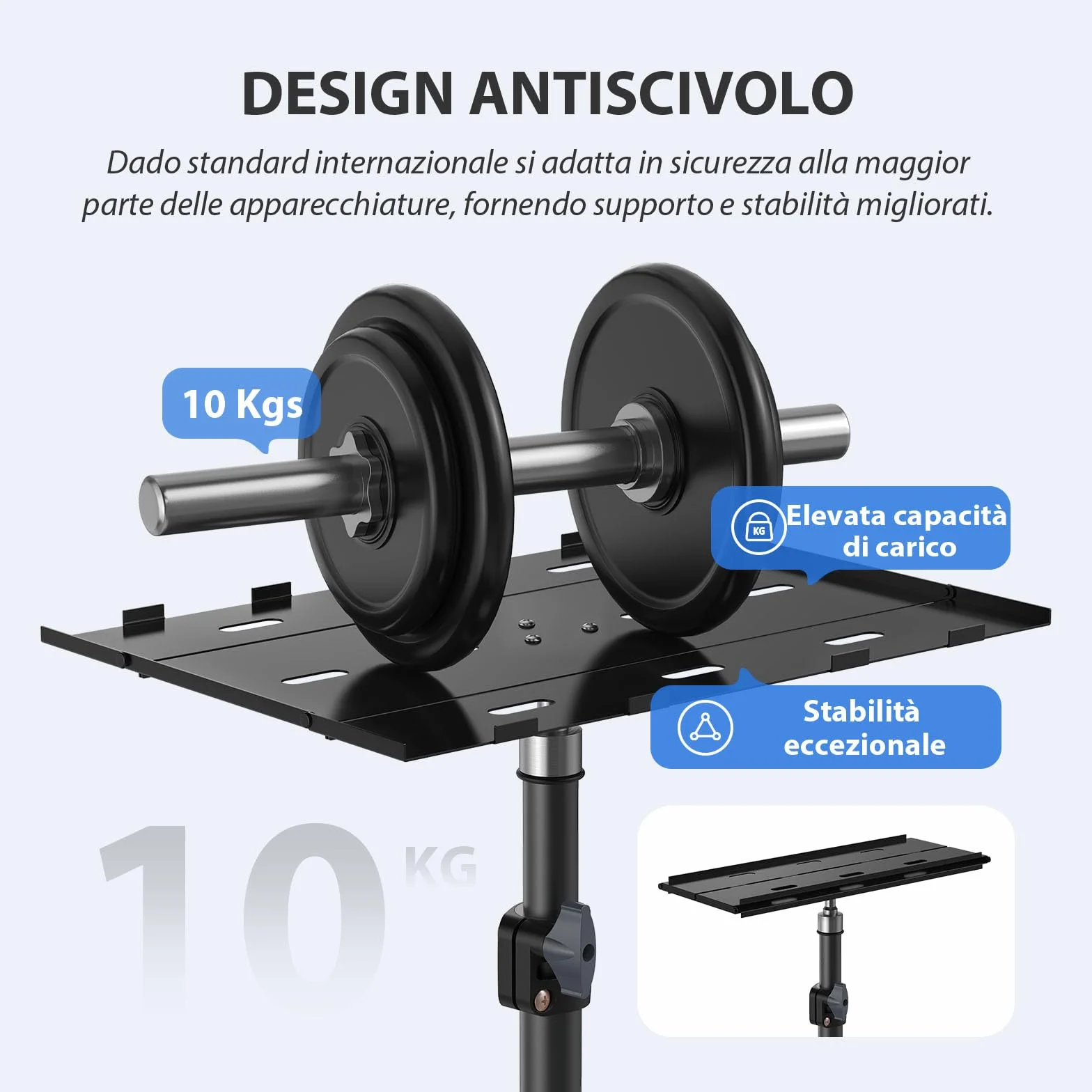 Supporto per Proiettore, Treppiede per Laptop Portatile, Supporto Multifunzionale, Altezza Regolabile da 45cm a 115cm, con Piatto Pieghevole, Capacità di carico 10KG, Film all'Aperto e Uffici