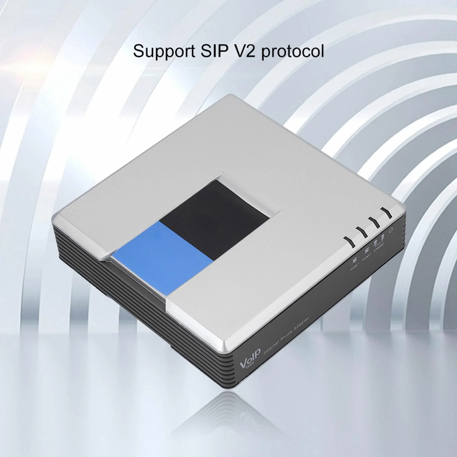 Pissente Gateway VoIP 2 Porte, Adattatore Telefonico Internet SIP RJ45 con Cavo di Rete compatibile con PAP2T, Leggero e Portatile, Spina Europea