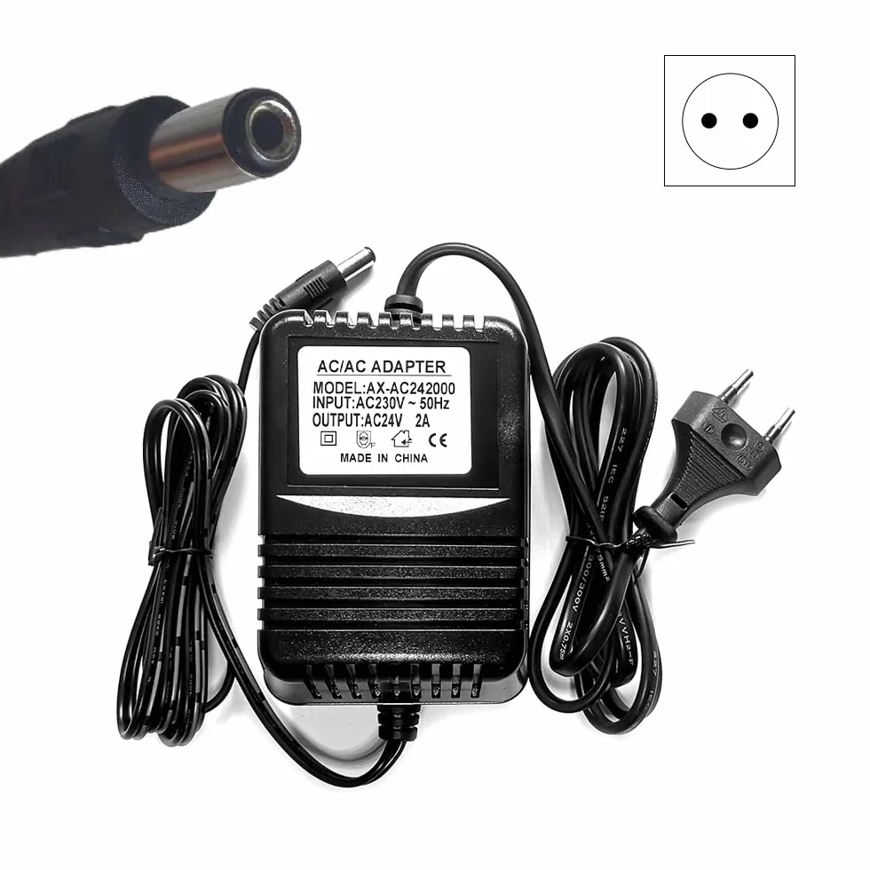 Adattatore AC/AC, uscita CA 24 V, ingresso CA 230 V, 2 A, trasformatore UE da 230 V a 24 V 2000 mA