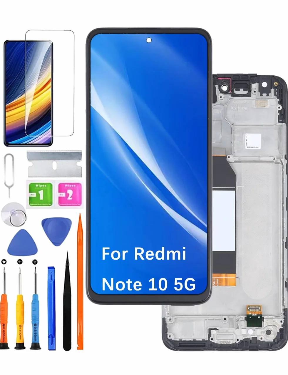 Display originale di ricambio per Xiaomi Redmi Note 10 5G / Note 10T 5G LCD schermo, per Xiaomi Poco M3 Pro 5G Display Touch Digitizer Assembly Kit di riparazione (nero con cornice)