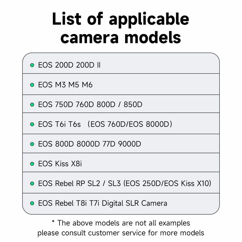 CITYORK DR-E18, adattatore AC di ricambio per Canon Rebel SL2, T6i, T6s, T7i, EOS M3, M5, M6, EOS 200D, 250D, 77D, 750D, 760D, 800D, 800D, 800D, 800D, KISS X8i