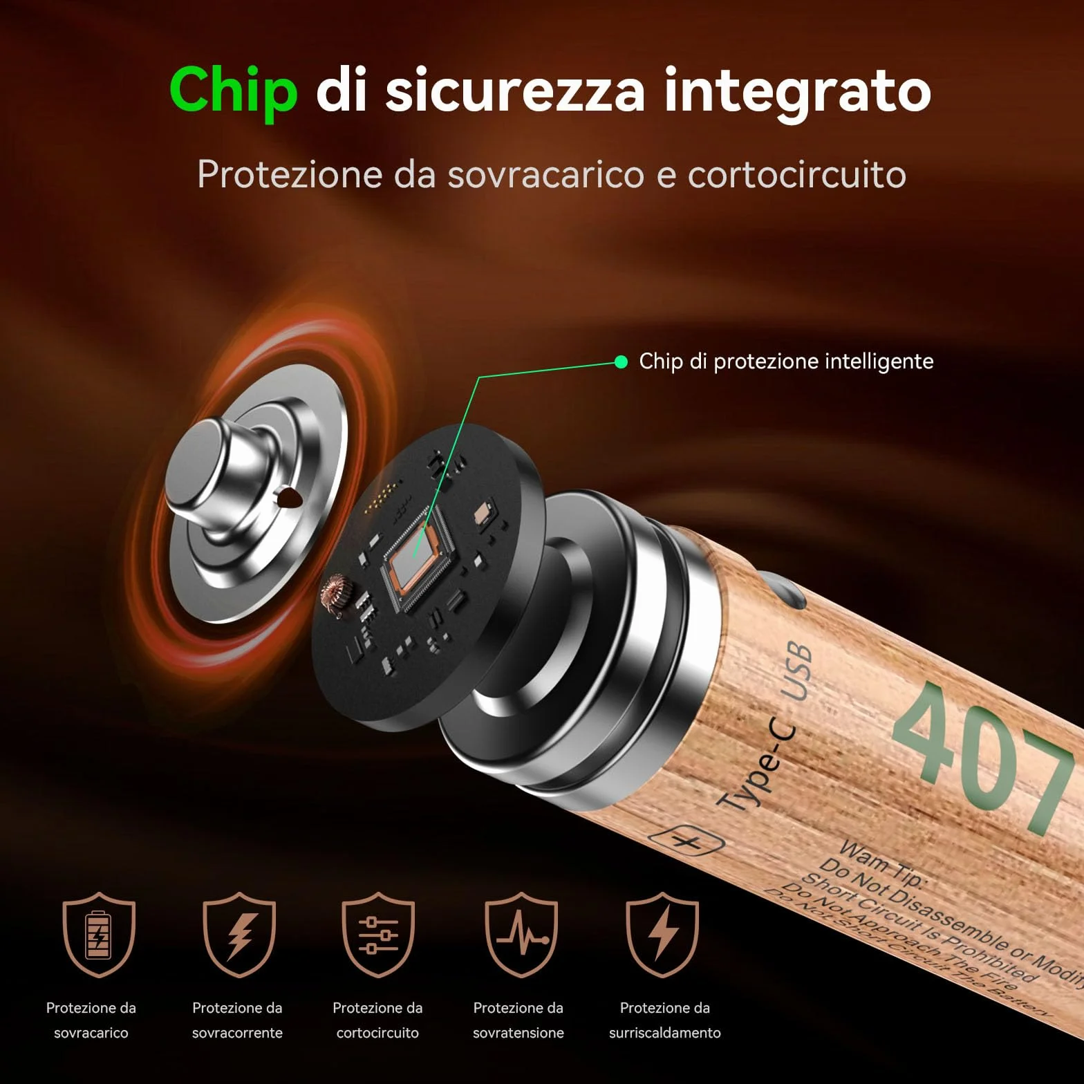 Set di 8 batterie al litio AA da 4070 mWh, 1,5 V, con cavo di ricarica USB‑C 5V/2A da 1 a 4, potenti prestazioni per controller di gioco, serrature intelligenti, telecamere di sorveglianza