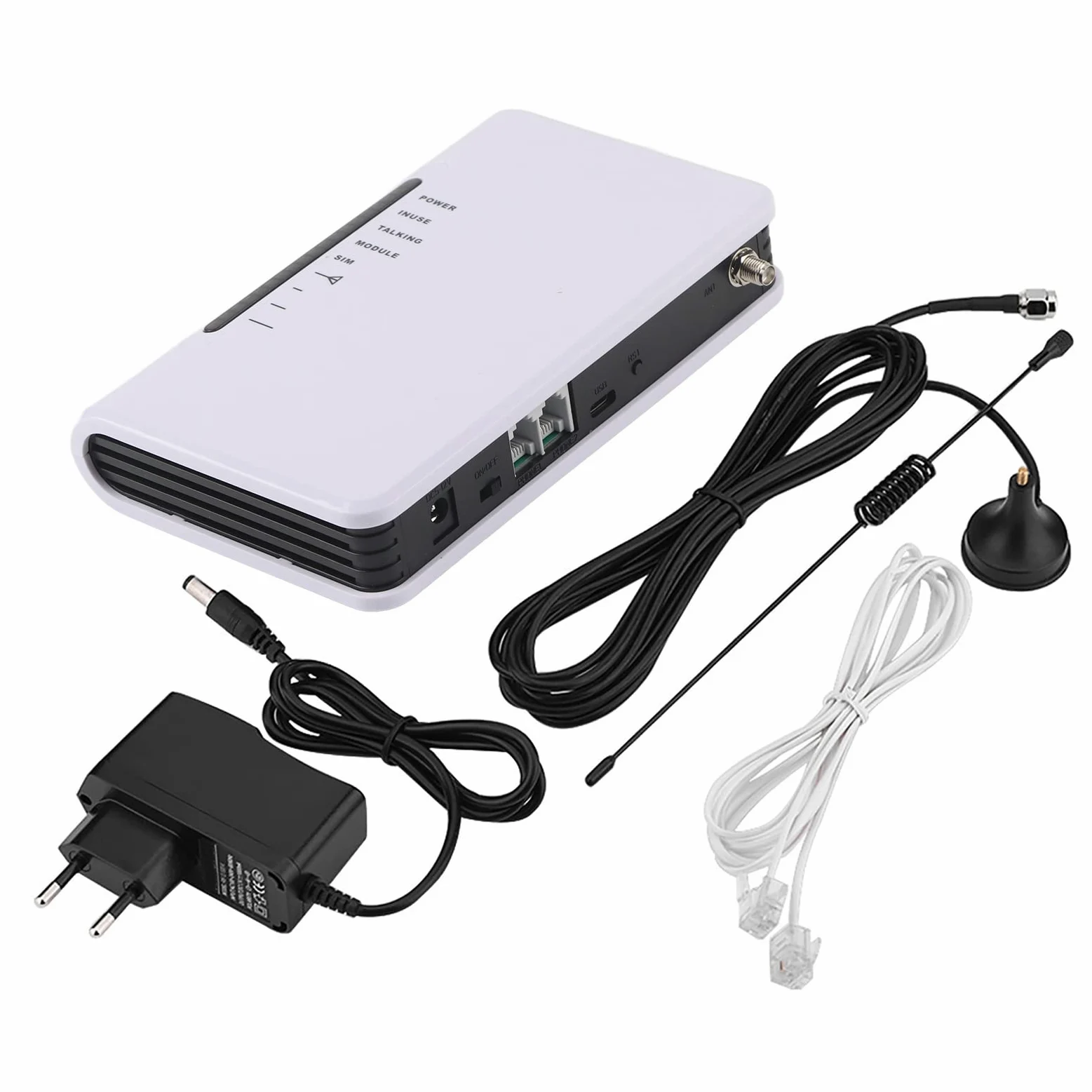 Adattatore telefonico wireless, cabina telefonica GSM Wire-to-Wire Terminale di lavoro 24 ore in grado di collegare la scatola del registratore di allarmi Gateway EU 100-240V con rilevamento 'ingr