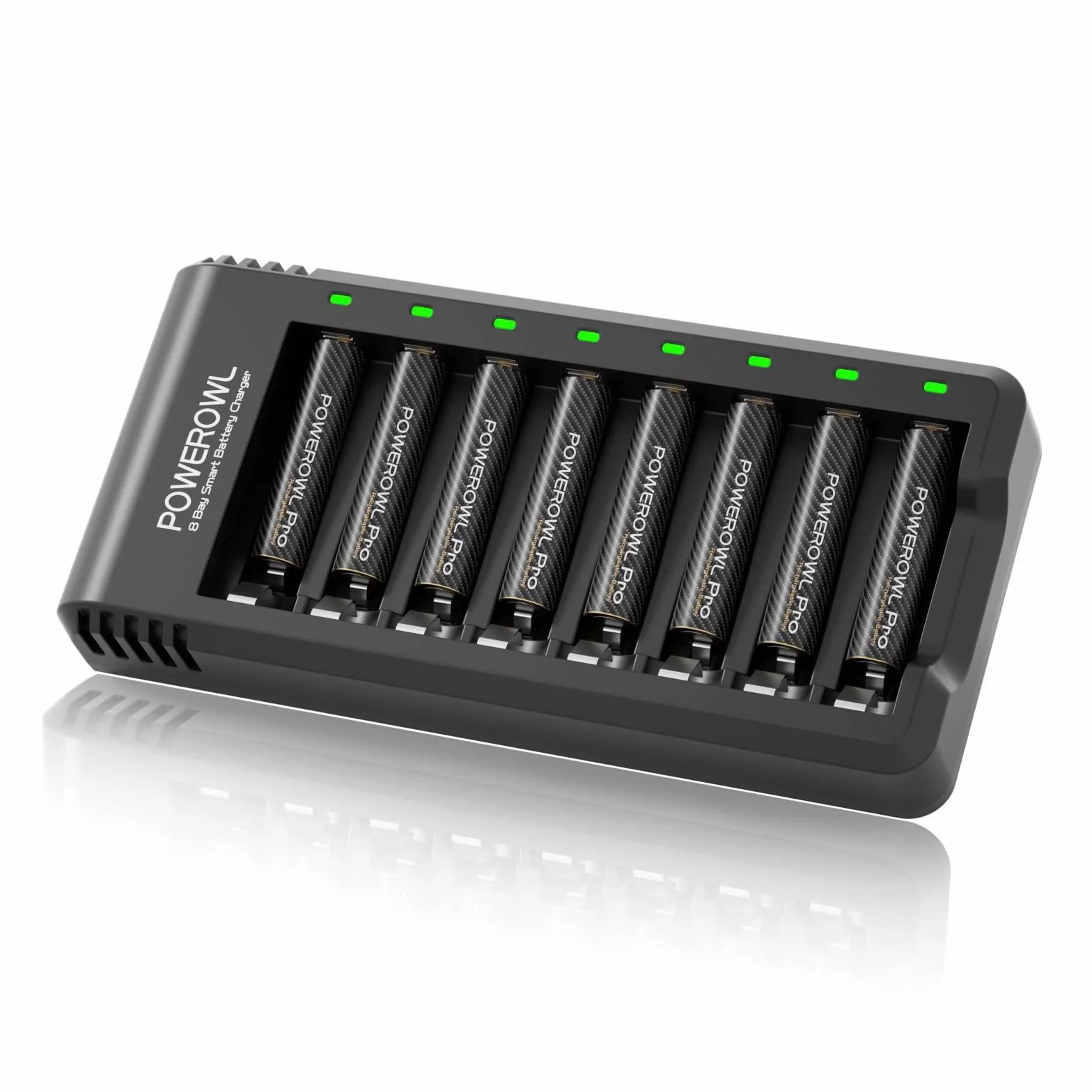 POWEROWL Batterie Ricaricabili Pro AAA Ni-MH 8 pezzi con Caricabatterie