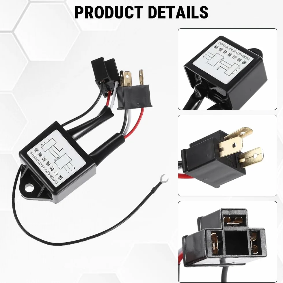 Convertitore di Polarità, 2 Pezzi Invertitore di Polarità, LED/HID Interruttore Negativo Adattatore per H4, Convertitore Negativo Polare, per Tutti i Tipi di Auto
