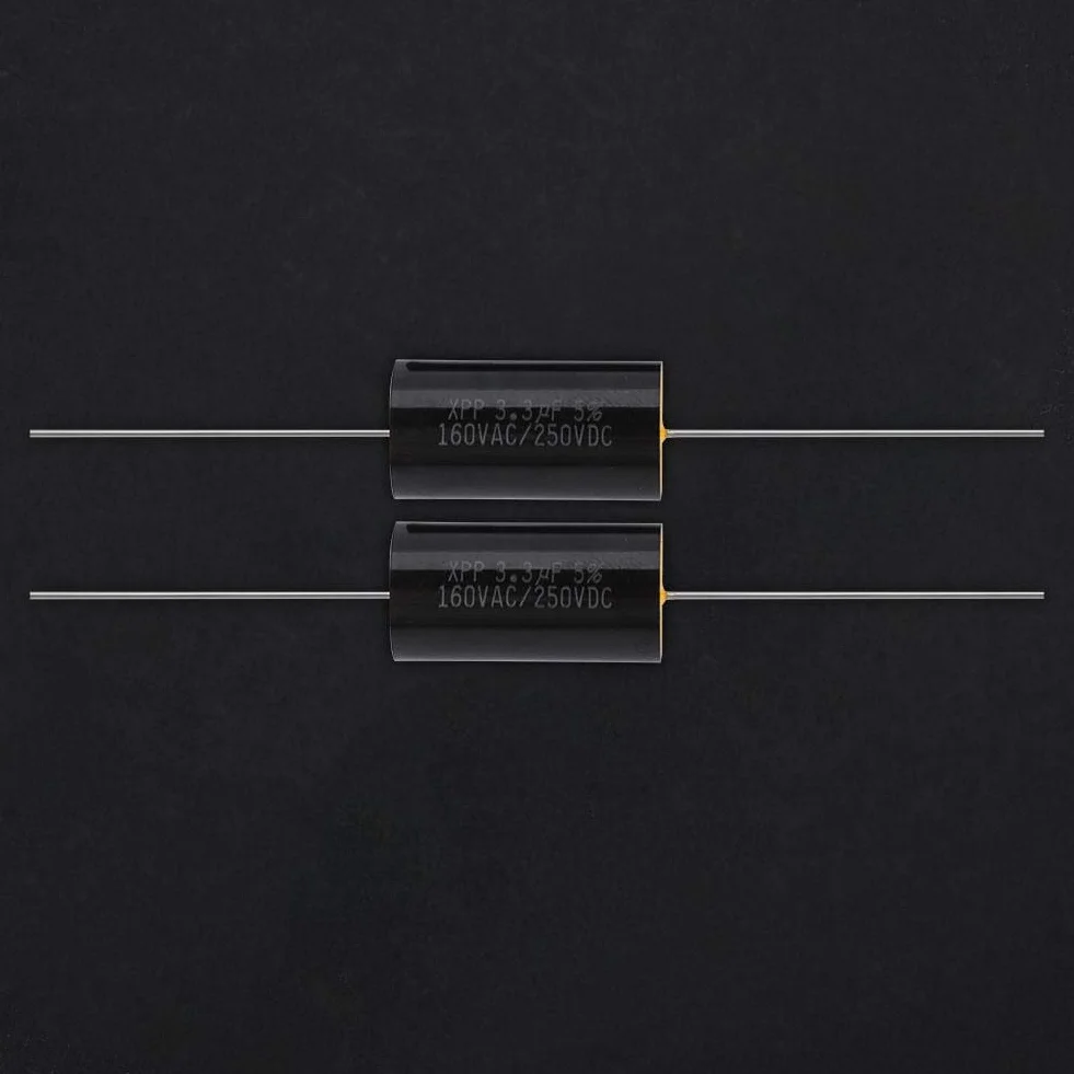 2Pezzi Resistori Elettronici per Film Metallici, Condensatori Elettrolitici 1uF/2.2uF/3.3uF audio HIFI Divisore Crossover con Perno filo di rame puro per auto treble (3.3uF)