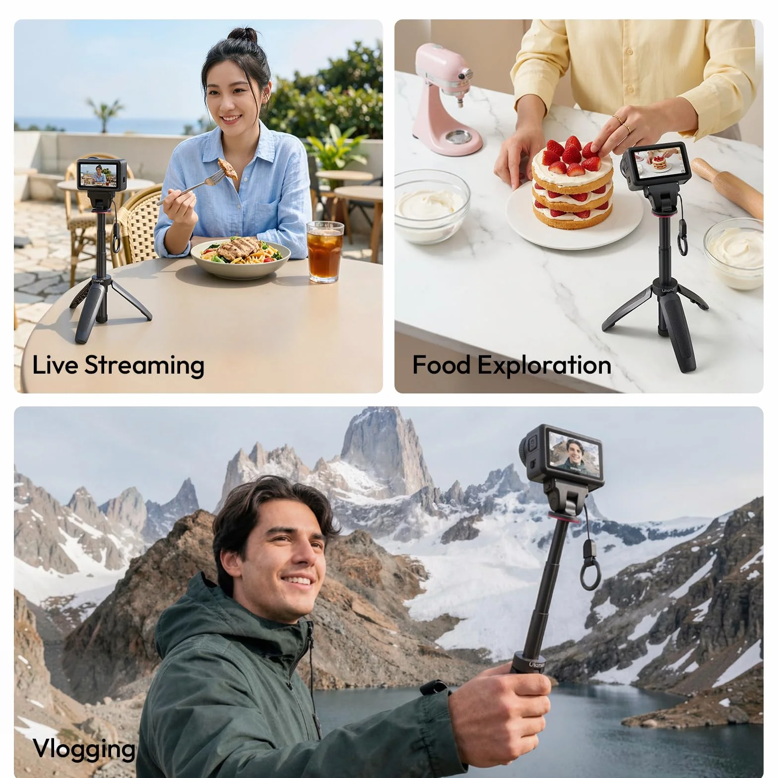 ULANZI MT99 - Treppiede per fotocamera DJI Osmo Action 5 Pro, Nano/Osmo Action 4, con chiusura in , supporto magnetico a sgancio rapido, mini treppiede