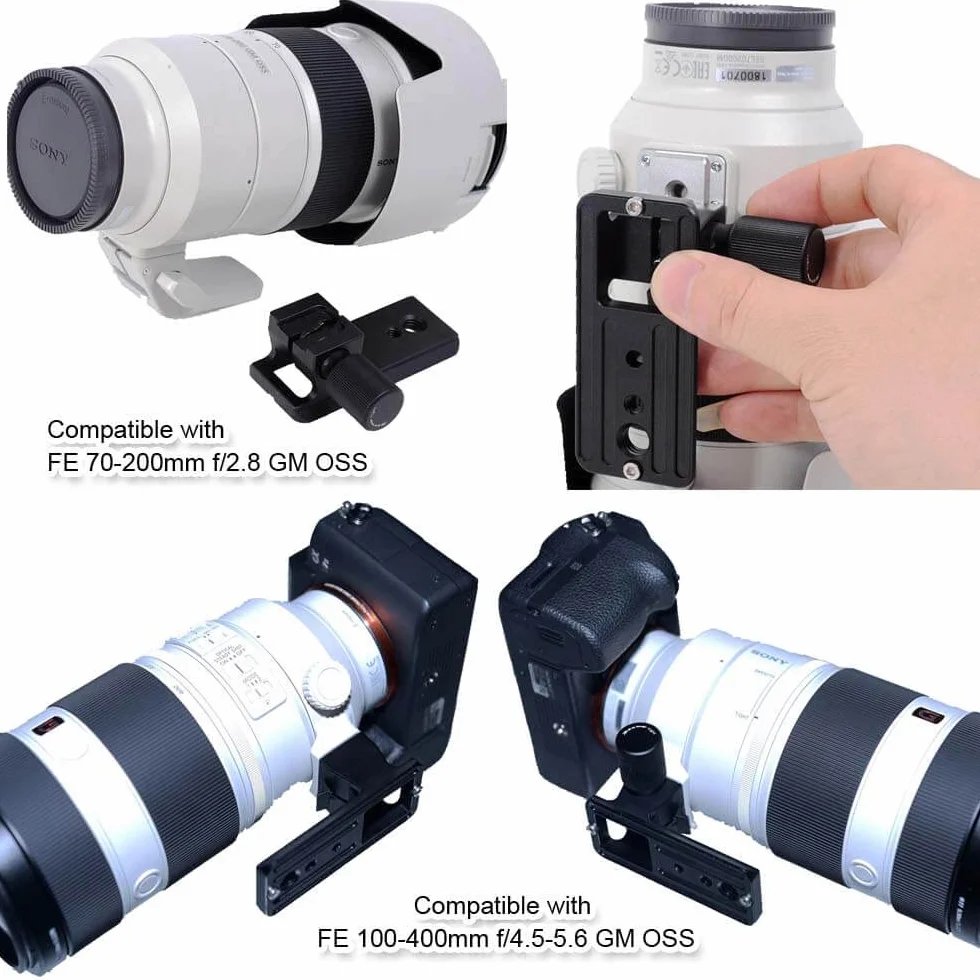 iShoot Base Anello di montaggio per treppiede piede Collare per obiettivo Supporto Arca Piastra compatibile con Sony FE 100-400mm f/4.5-5.6 GM OSS, 70-200mm f/2.8 GM OSS & II, 18-110mm f/4 G OSS PZ