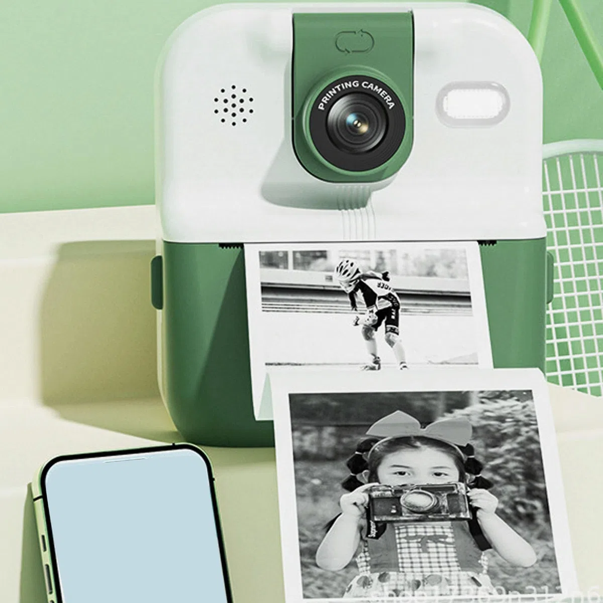 Fotocamera a Stampa Istantanea, Fotocamere Digitali per Foto a Stampa Istantanea HD da 48 MP, Fotocamera Istantanea per Selfie con Schermo IPS da 2,4 Pollici con Obiettivo (verde