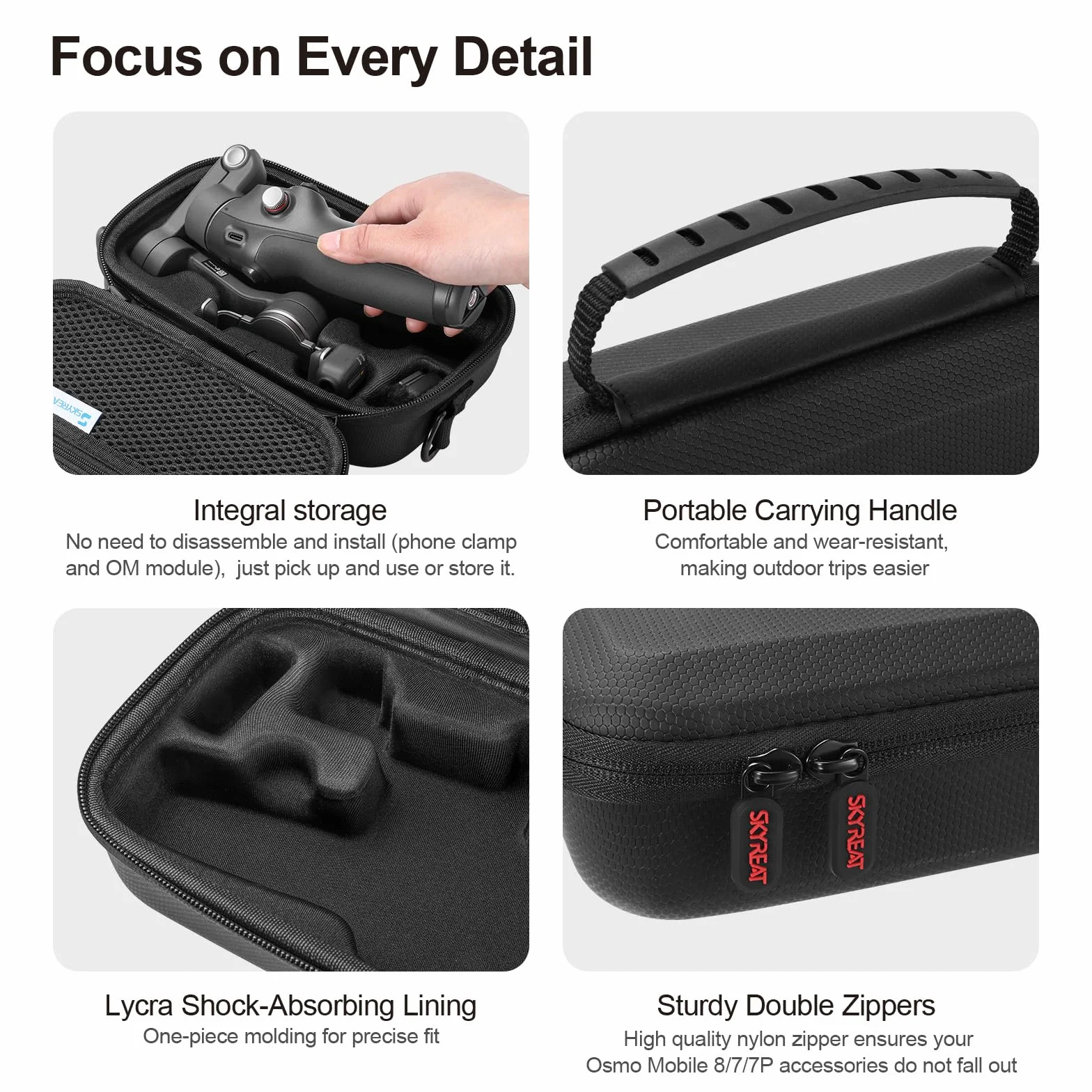 SKYREAT Osmo Mobile 8/7/7P, custodia portatile in pelle PU, borsa da viaggio per DJI OSMO Mobile 8/7/7P Vlog Combo Gimbal Stabilizzatore Accessori