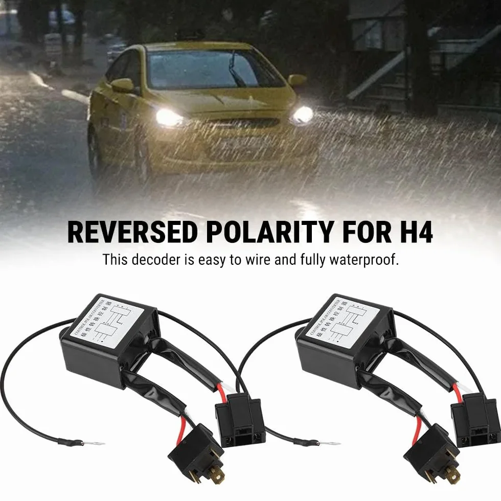 Convertitore di Polarità, 2 Pezzi Invertitore di Polarità, LED/HID Interruttore Negativo Adattatore per H4, Convertitore Negativo Polare, per Tutti i Tipi di Auto